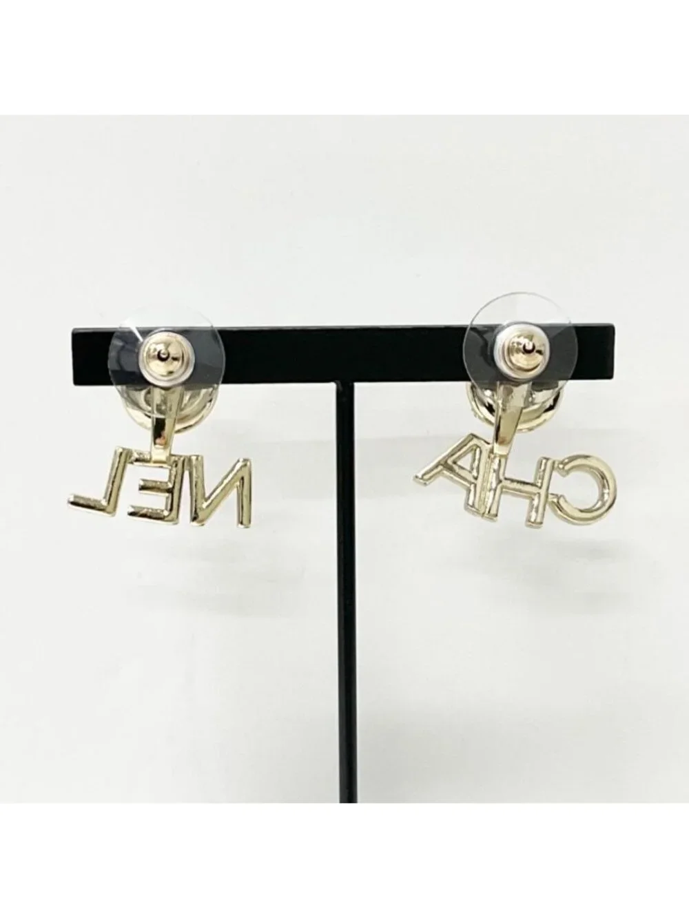 Chanel Earrings CC Logo Rhinestone Pearl Gold